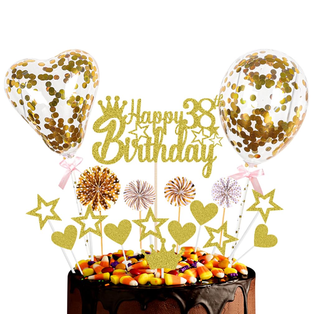 AOOTUERL 12 Pezzi Happy Birthday Decorazione per Torta, Buon Compleanno Stella Decorazione Della Torta, Oro Rosa Stella Palloncino per Ragazza, Donne Feste di Compleanno, Baby Shower,Matrimonio