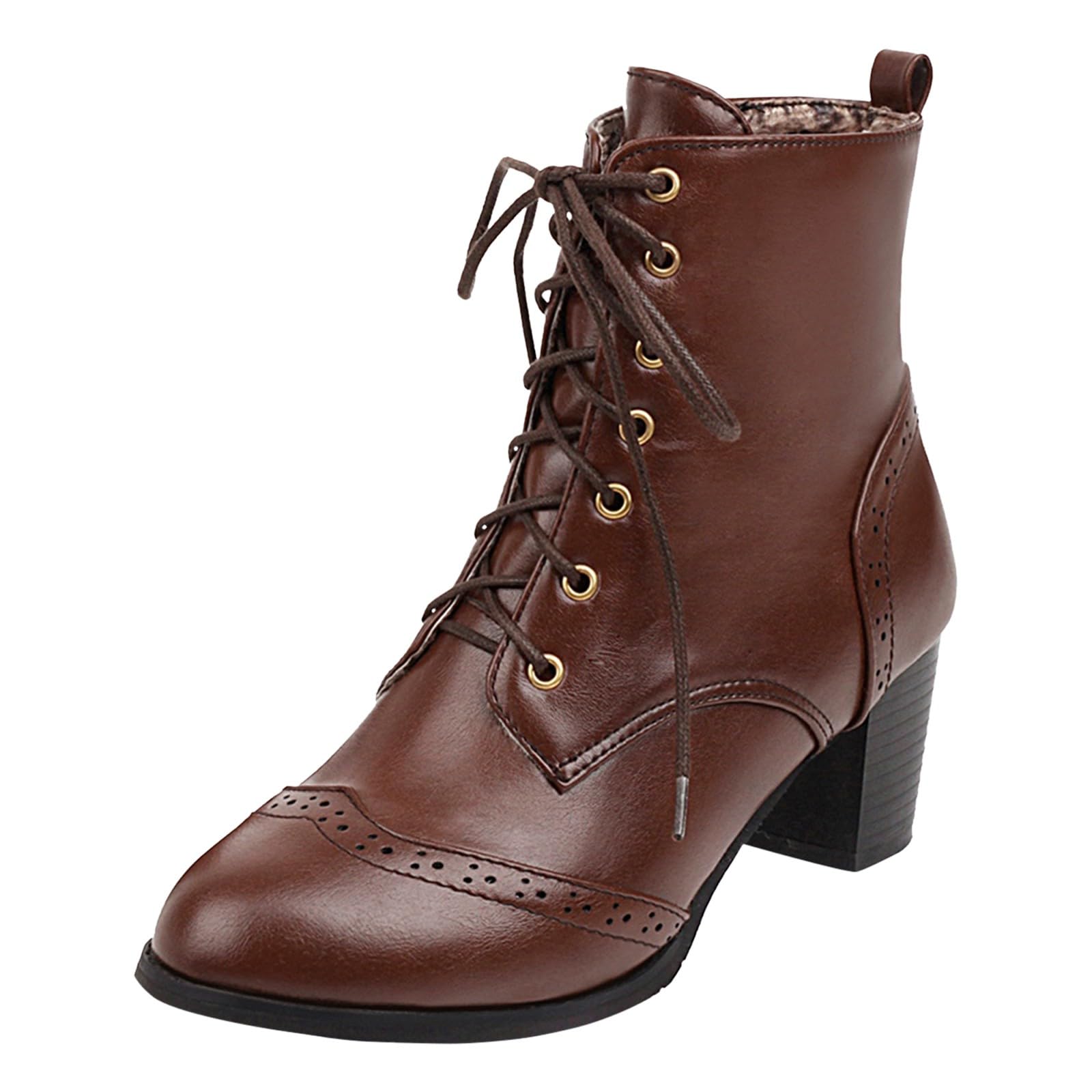Damskie zimowe buty sznurowane z grubym obcasem, koreańskie krótkie buty na zimne dni, wytrzymałe, jakość handlu zewnętrznego, modne wydanie z eleganckim wzornictwem