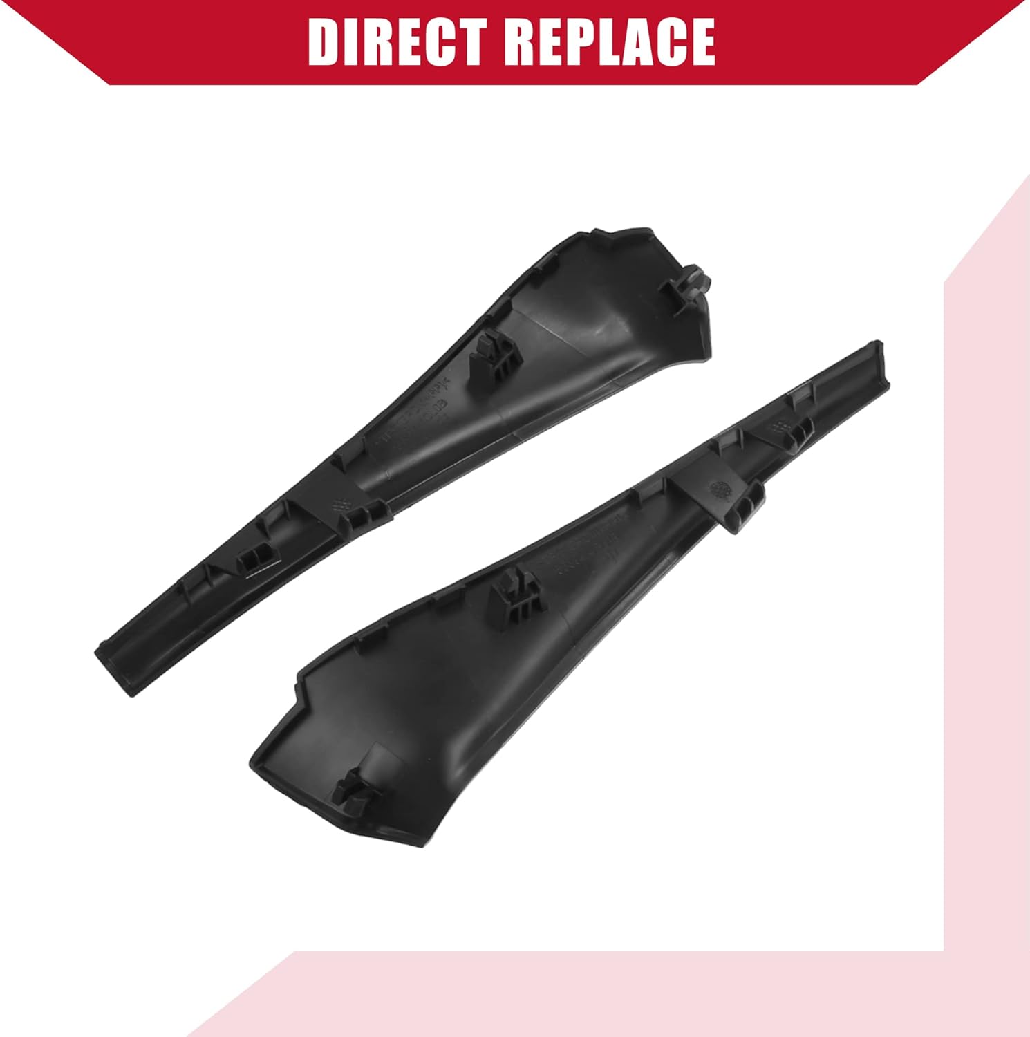 66895-4CL0A / Front Left Right/Windshield Wiper Side Cowl Extension Trim for Nissan Rogue 2014-2019 / Durable/Plastic / 1 Set/Black
