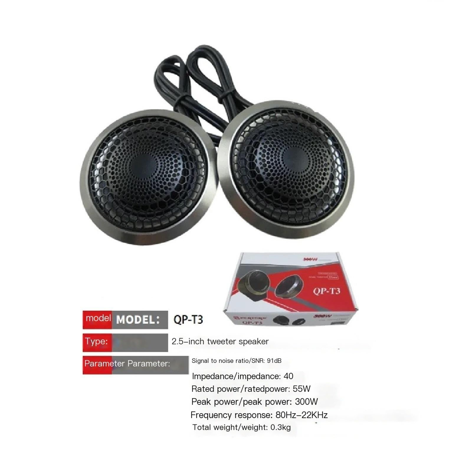 Altavoces de Coche Tweeter de Bola de película de Seda de 300 W, Juego de par de tweeters de Paso de bocina de Audio HiFi de Alta Potencia para Audio de automóvil Tweeters para Coche