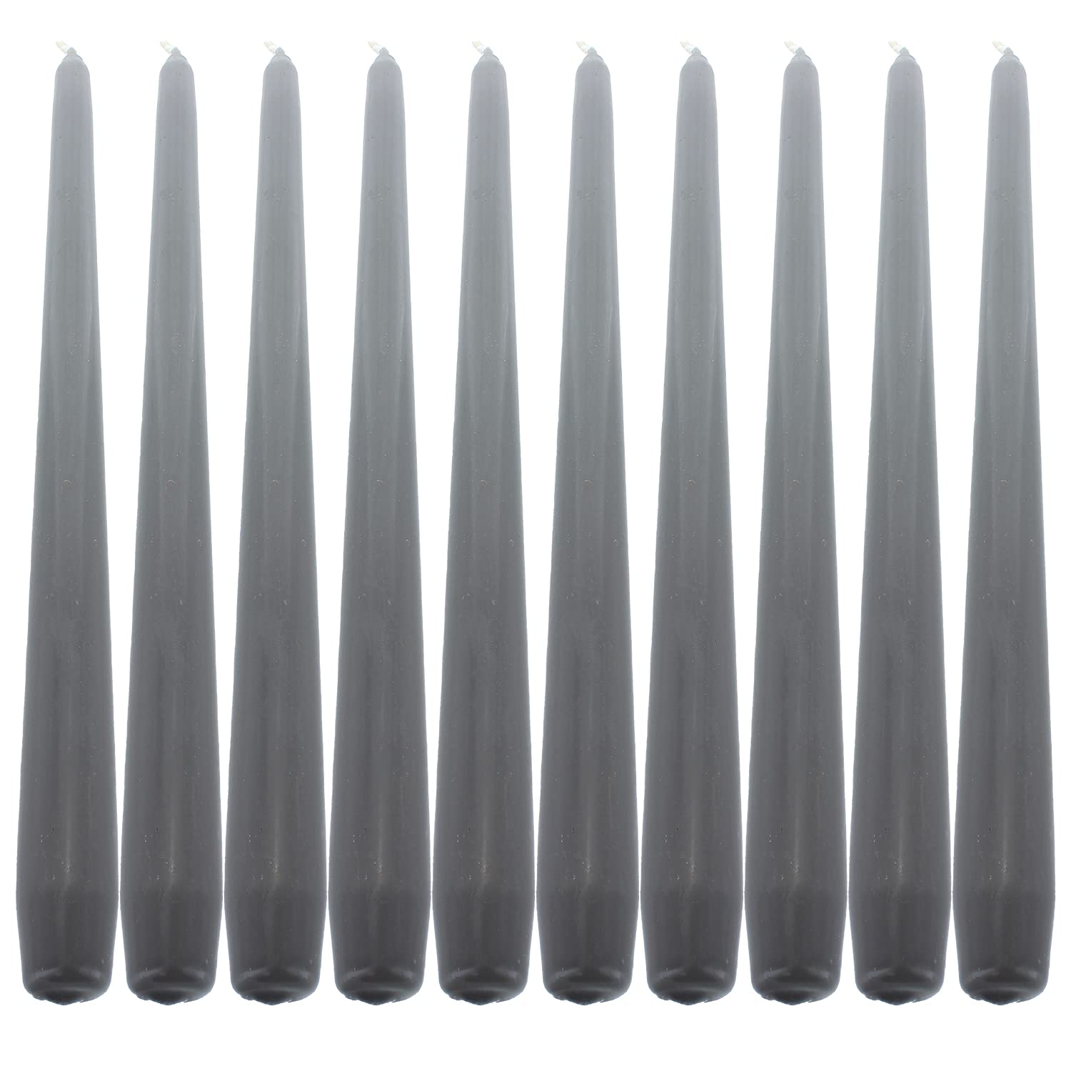 Delisupplies Grey Deli Supplies Dinner Party Christmas Table Decor Bistro Candles Non Drip Tapered 9” 24Cm Tall Taper Candle 7 Hour Burn Time Smokeless And Dripless Quality Wax (, 10)