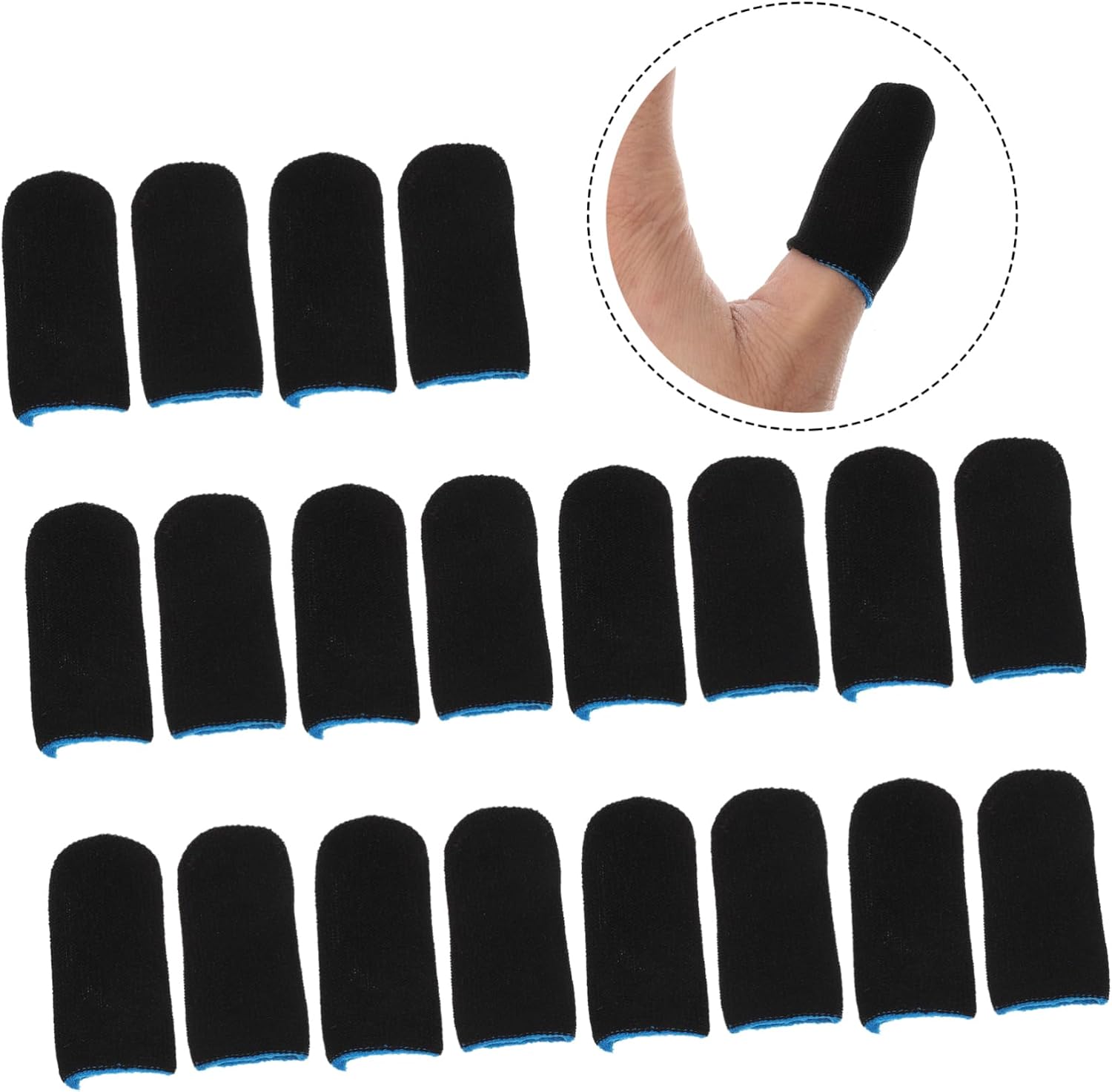 Mikikit 50pairs Gaming Finger Sleeves Finger Protectors Touchscreen Gloves Thumb Sleeve Sweat-Resistant Knit Covers