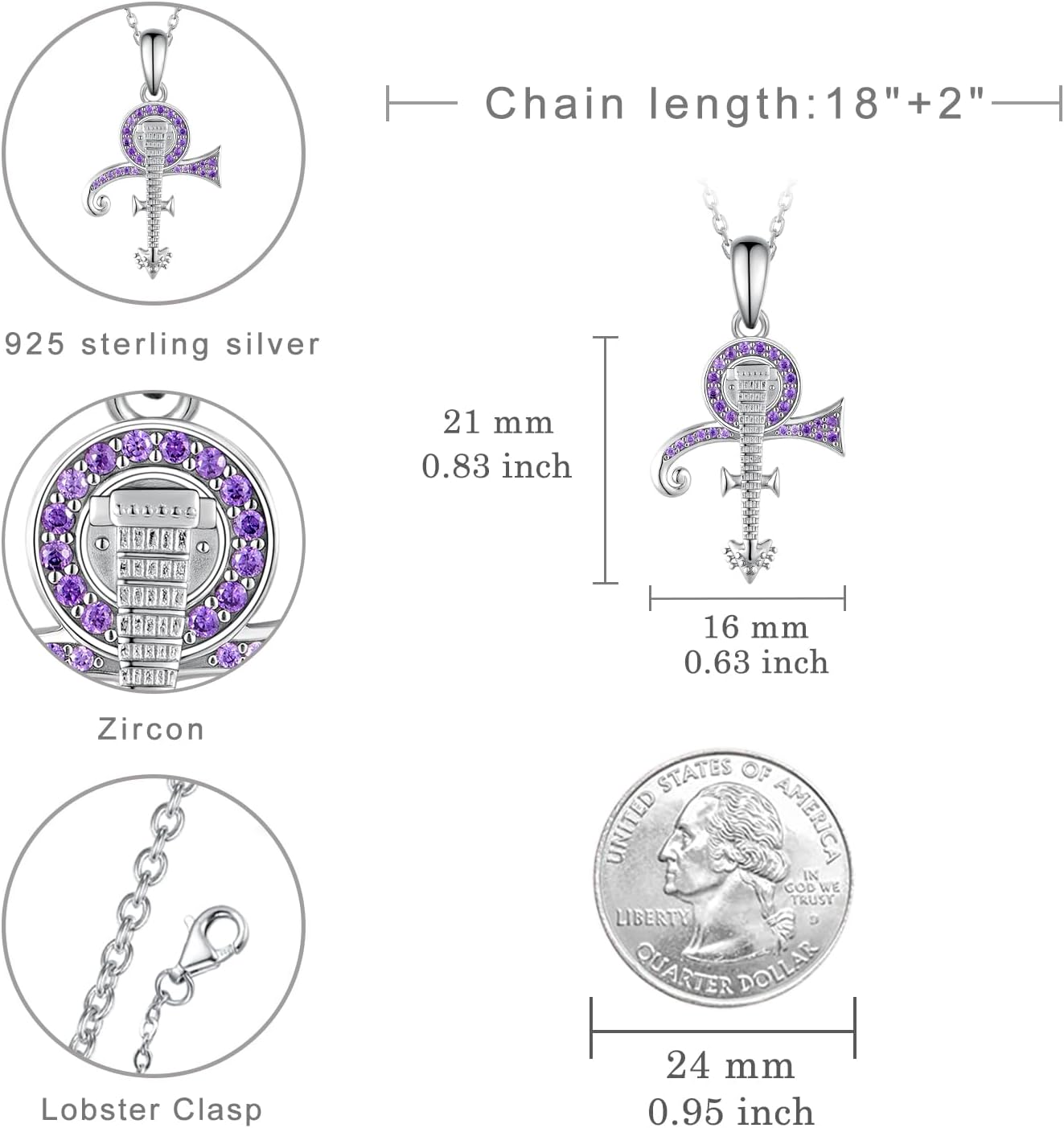 Prince Memorabilia Merchandise Princes Symbol Necklace 925 Sterling Silver Note Symbols Rock Band Music Lovers Unique Jewelry Fashion