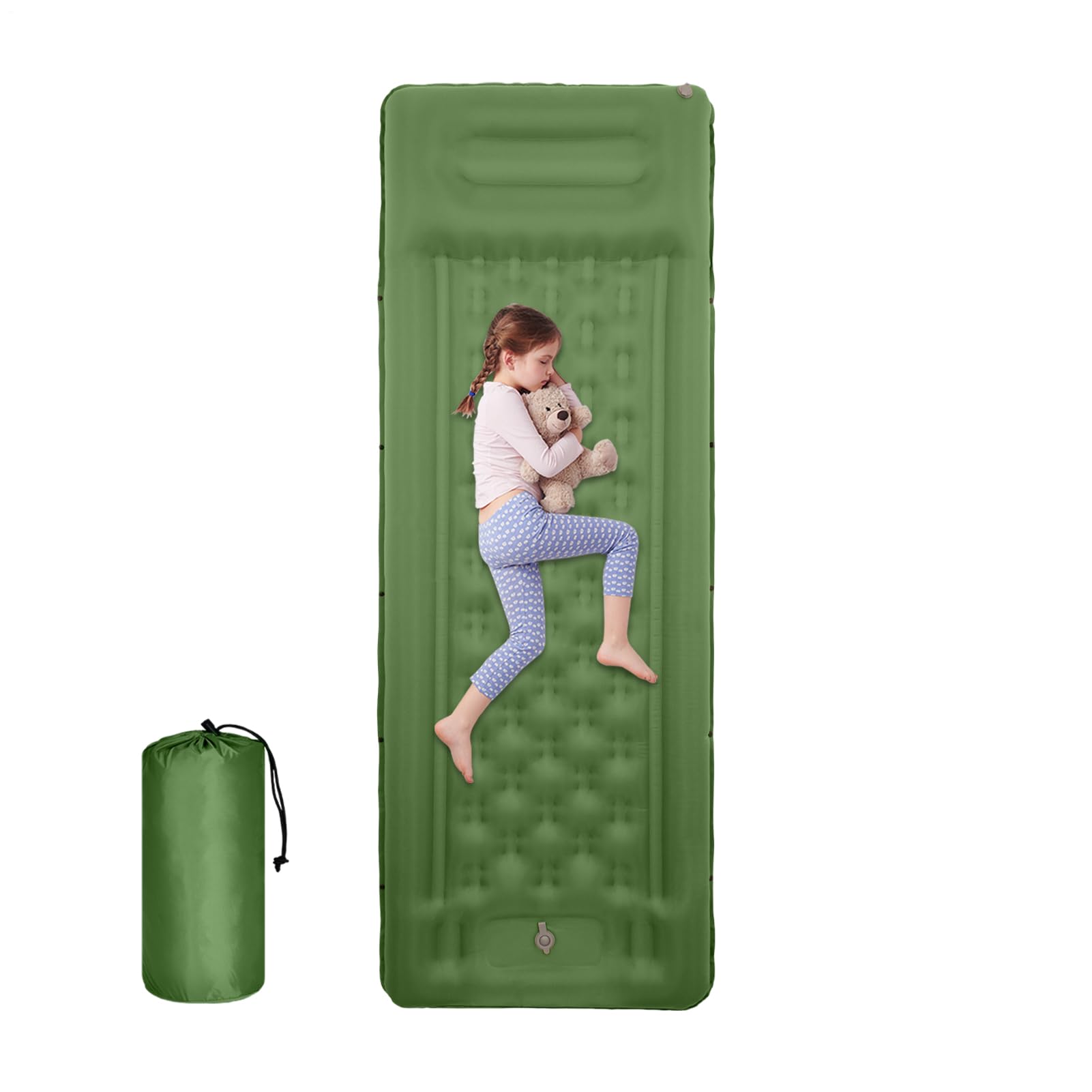 Napompowana Mata do Spania Na Camping 11 Cm Materac Nadmuchiwany | Wbudowana Pompka Nożna Do Materaca dla Dorosłych na Wędrówki Podróże Outdoor do Namiotu i Samochodu