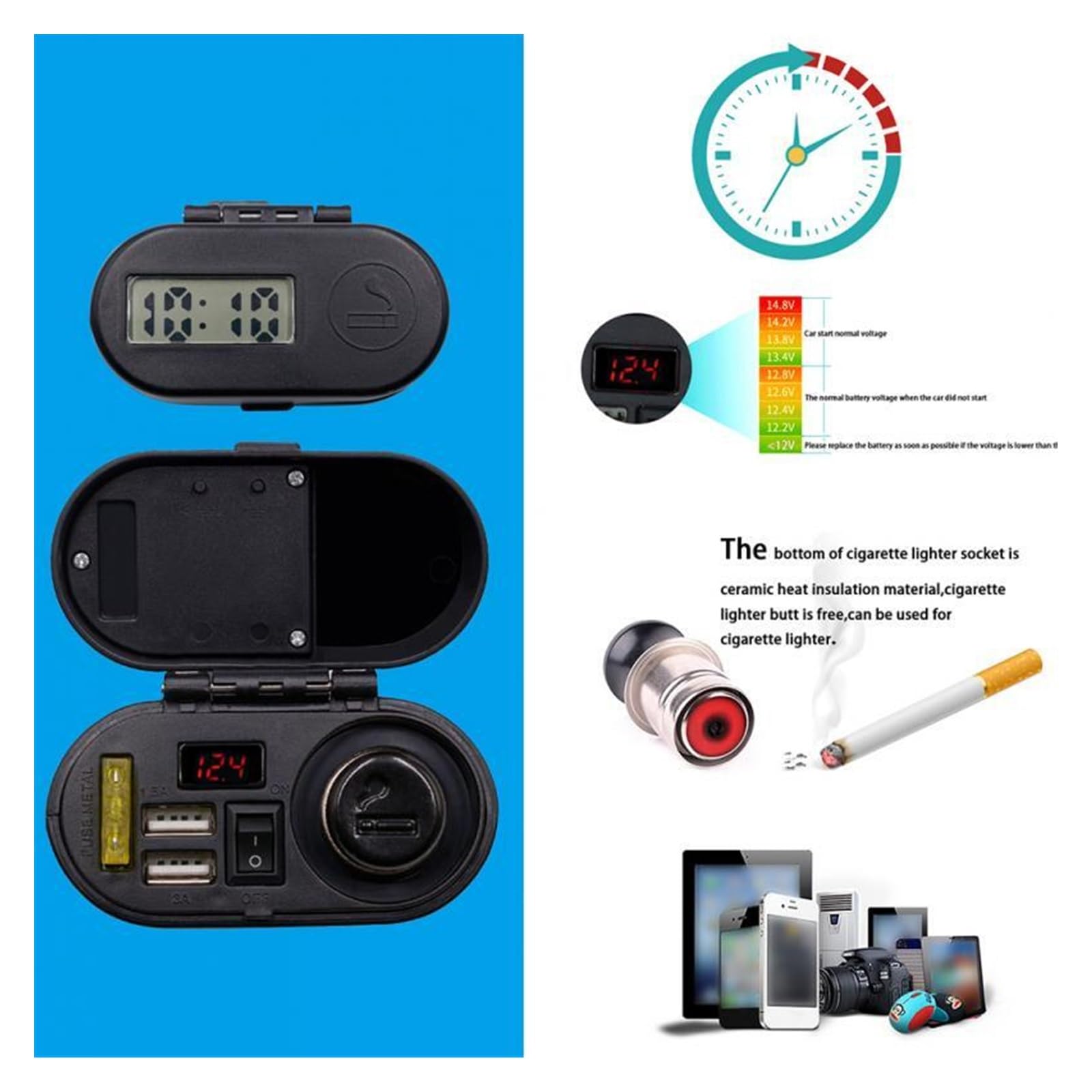 MORREZ Kit Presa Moto Forniture Impermeabile Accendisigari Caricatore USB
