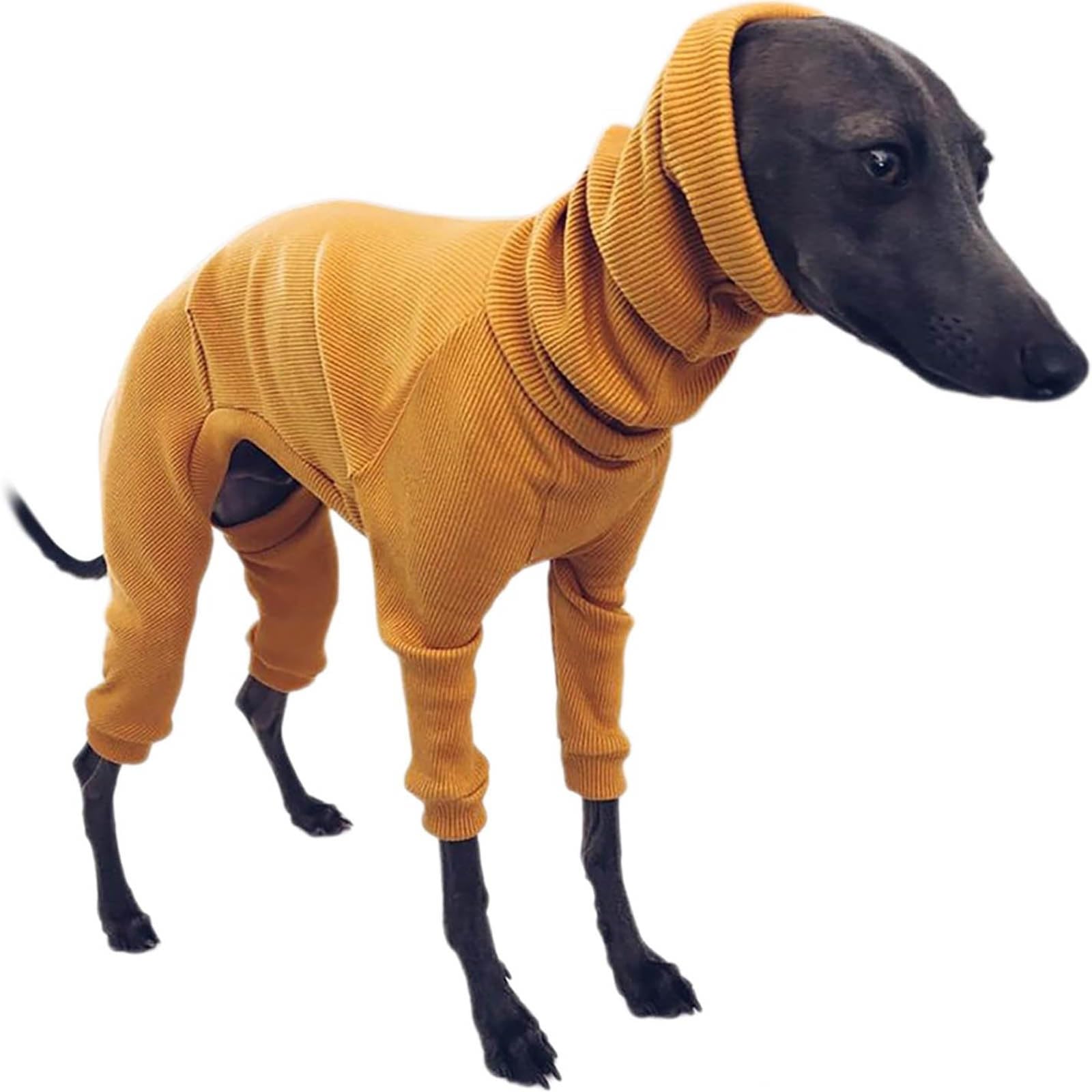 Italian Greyhound Pajamas Clothes, Lightweight Four-Legged Dog Sweater Jumpsuit, Stretchable Warm Whippet Coat Pet Onesie for Small Medium Large Dogs Outfit(Yellow,5XL)