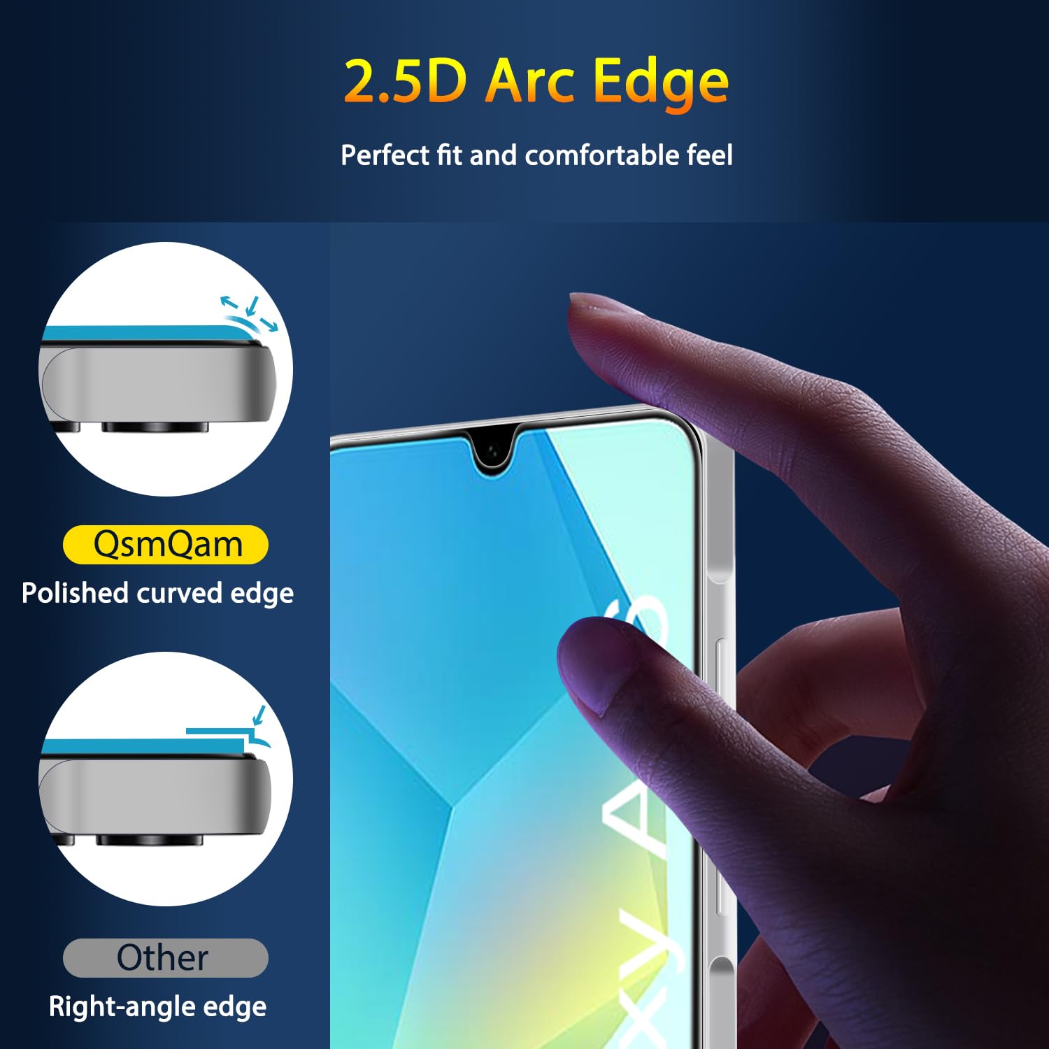 QsmQam 3 Pezzi Vetro Temperato per Samsung Galaxy A16 4G/5G e 3 Pezzi Pellicola Fotocamera, Pellicola Prottetiva Anti Graffio, Durezza 9H, Senza Bolle, Vetro Protettivo per Samsung A16