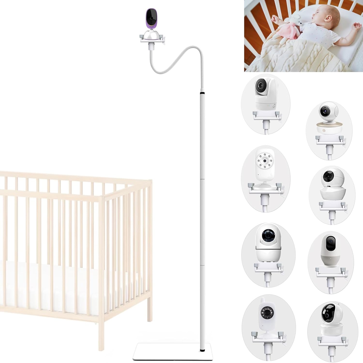EYSAFT Baby Monitor Floor Stand Holder Baby Camera Mount and Clamp