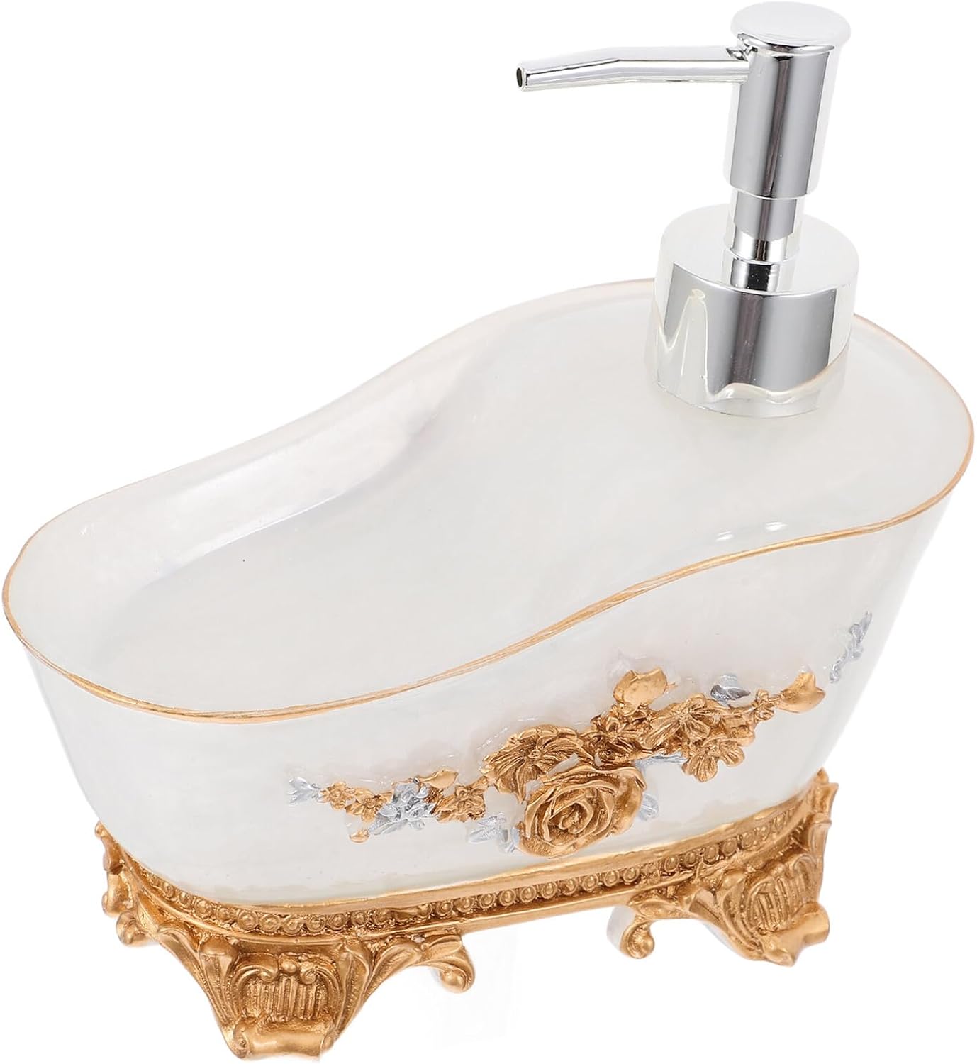 Totority Bathtub Shaped Lotion Pump Dispenser Refillable Shampoo Conditioner Bottle with Soap Holder Vintage Farmhouse Bathroom Decor for Shower Body Wash