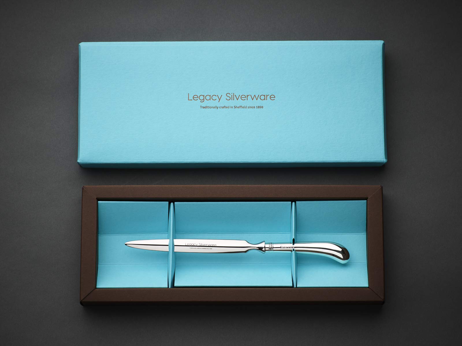 coltello aprilettere in argento Sterling, realizzato a Sheffield.