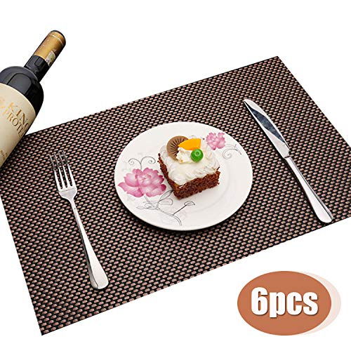 Lot de 6 sets de table Fanuk - Lavables - Isolation thermique - Antidérapants - En vinyle tissé - Pour cuisine et salle à manger