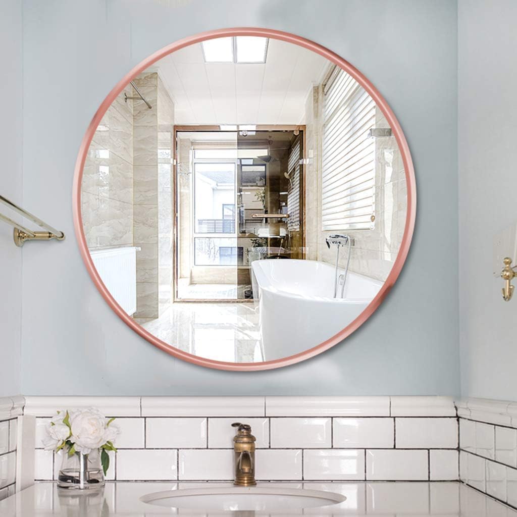 The Arts Box Round Wall Mirror I Metal Frame I Modern Design Metal Frame I Bathroom Wash Basin, Bedroom, Drawing Room (Rose Gold, 20)-image-31