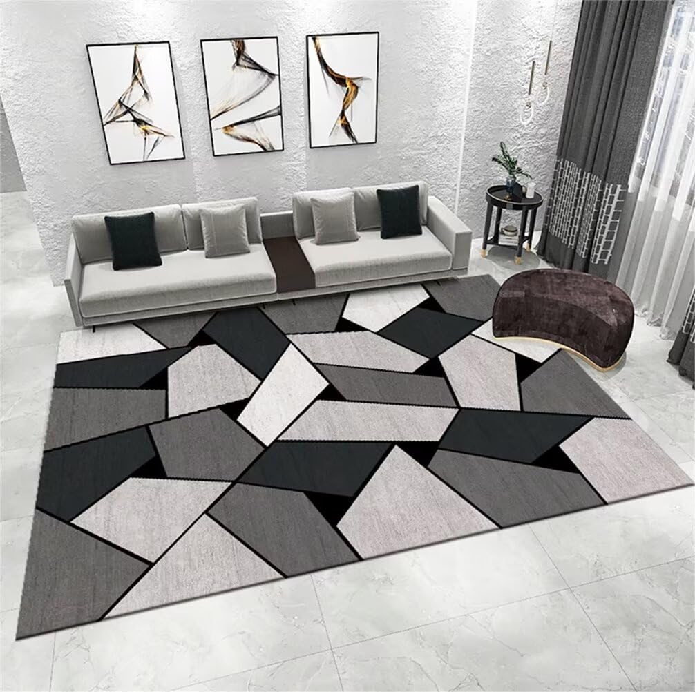 Tapis tout doux gris 140x200cm lavable à motif moderne de salon