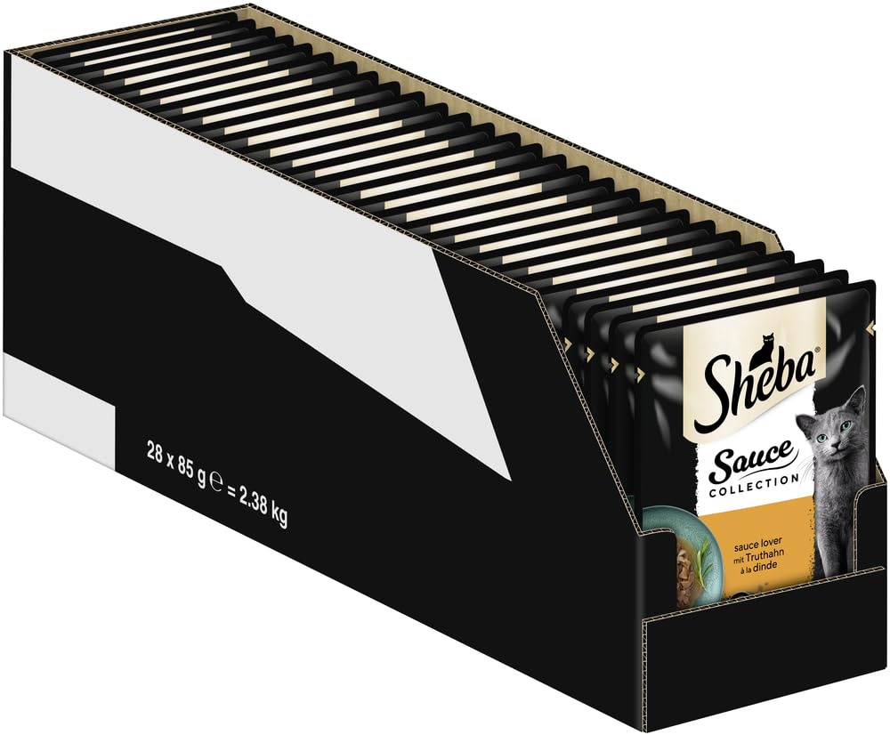 SHEBA Portionsbeutel Nassfutter für Katzen Sauce Collection Sauce Lover mit Truthahn 28 x 85g