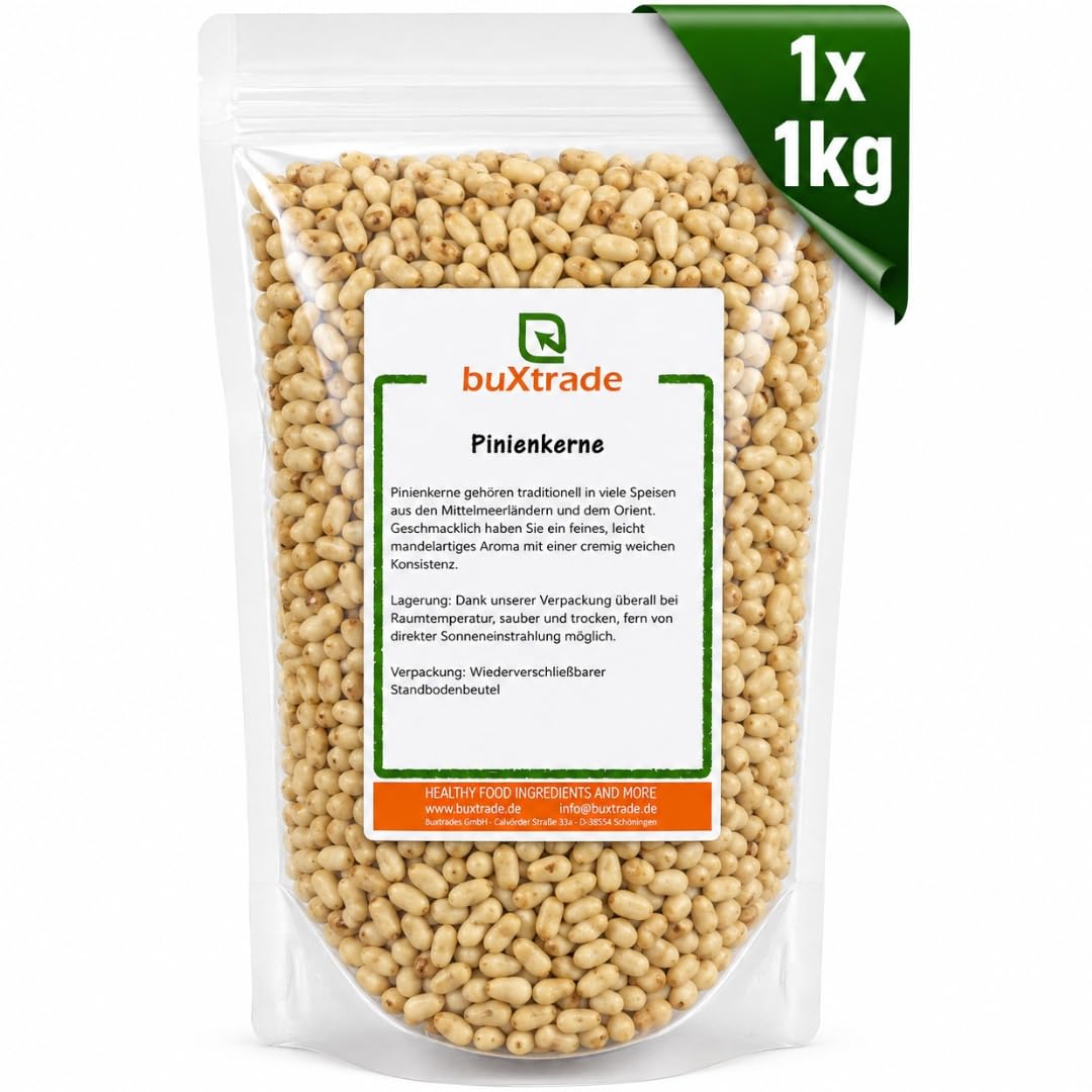 Buxtrade Pinienkerne naturbelassen – Grade A1, 100 g bis 25 kg, aromatisch