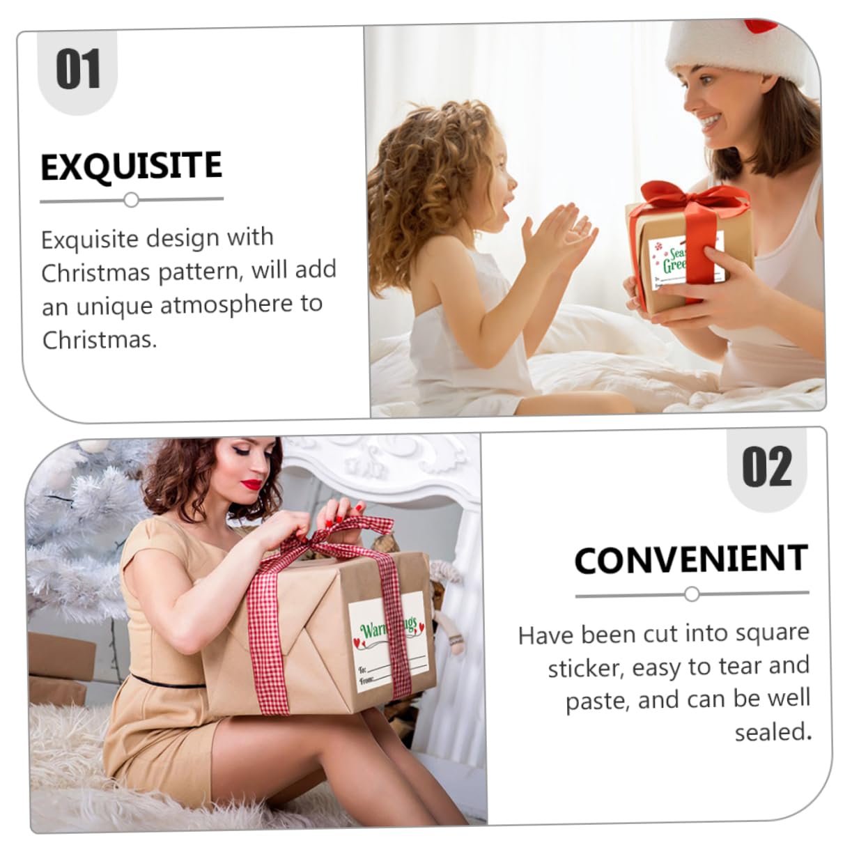 NUOBESTY 3rollen Kraftpapier Weihnachtsaufkleber Selbstklebende Geschenkanhänger Für Weihnachtsfeiern Und Dekorationen Für Weihnachtsgeschenke Und Partys
