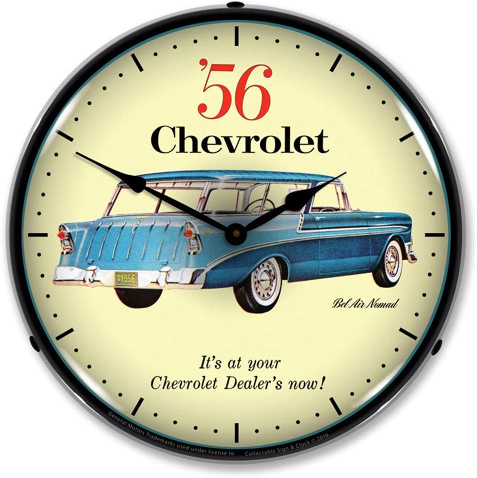 1956 Chevrolet Nomad LED Wall Clock, Retro/Vintage, Lighted, 14 inch