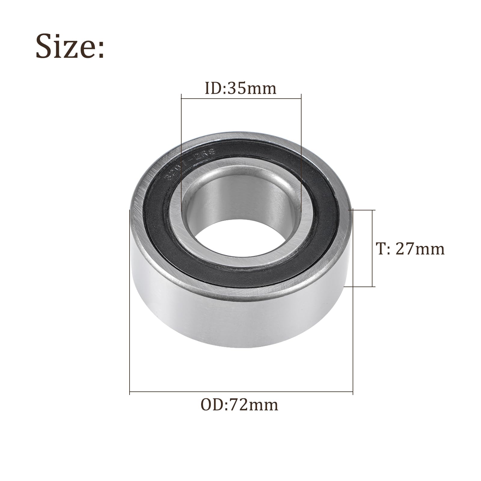 Cuscinetto a Sfere a Contatto Obliquo 3207-2Rs - [35mm Diametro Interno x 72mm Diametro Esterno x 27mm Larghezza] Cuscinetti Sigillati Pompe, Compressori, Scatole Ingranaggi