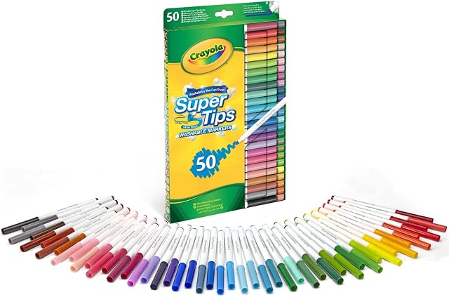 Crayola Washable Medium Tip School Leisure Marker Pens Assorted Colours 50 Pezzi various