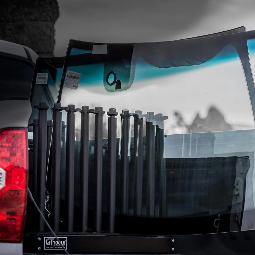 GT Tools 9-Slot Glass Rack, Windshield Glass Carrier, Safe & Durable Transportation for Replacement Glass