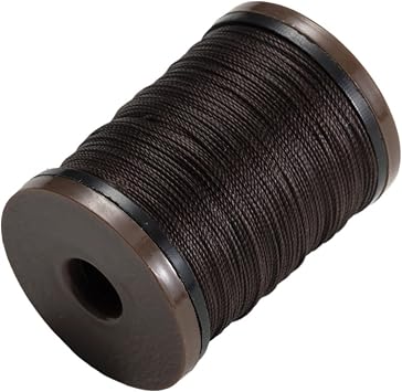 BMFJJWY 0.4-0.8mm Handmade Leather Sewing Wax Thread Polyester Braided Rope High-Strength for Bracelets Decorate Round Waxed Threads Color 06 Dark Brown, Size Diameter 0.4mm