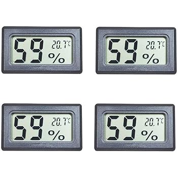 4ミニデジタル温度湿度計屋内温度計湿度計液晶ディスプレイ用ヒュミドール車温室インジケータルーム - 摂氏℃ディスプレイ