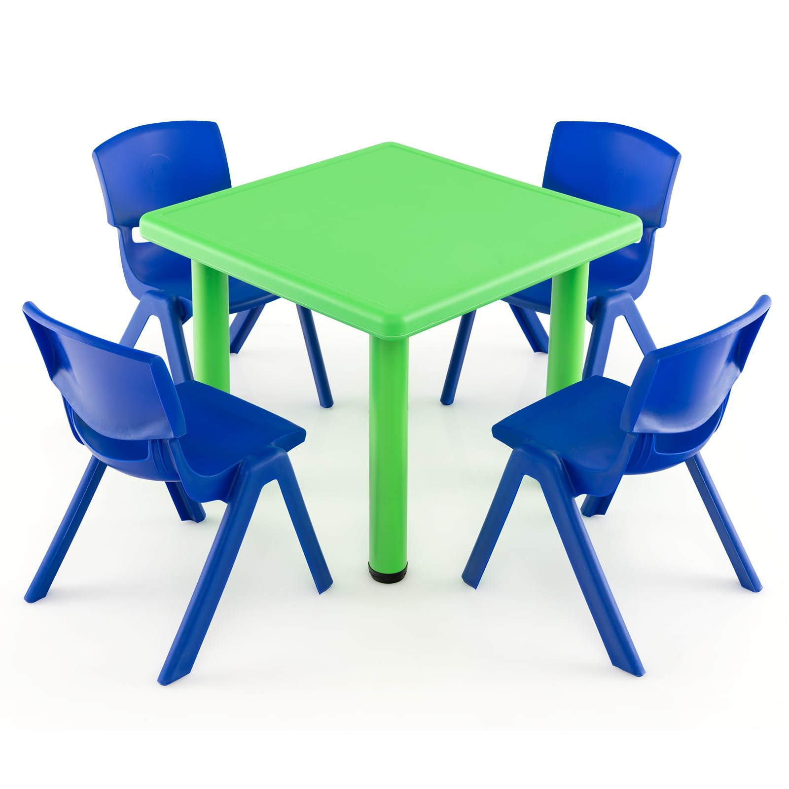 24" L x 24" W Kids Table and 4 Chairs Set: Toddler Activity Table for 1-8 Year Olds with Craft Desk, Durable Kids Desk and Chair Set for Bedrooms, Playroom, and School, GB