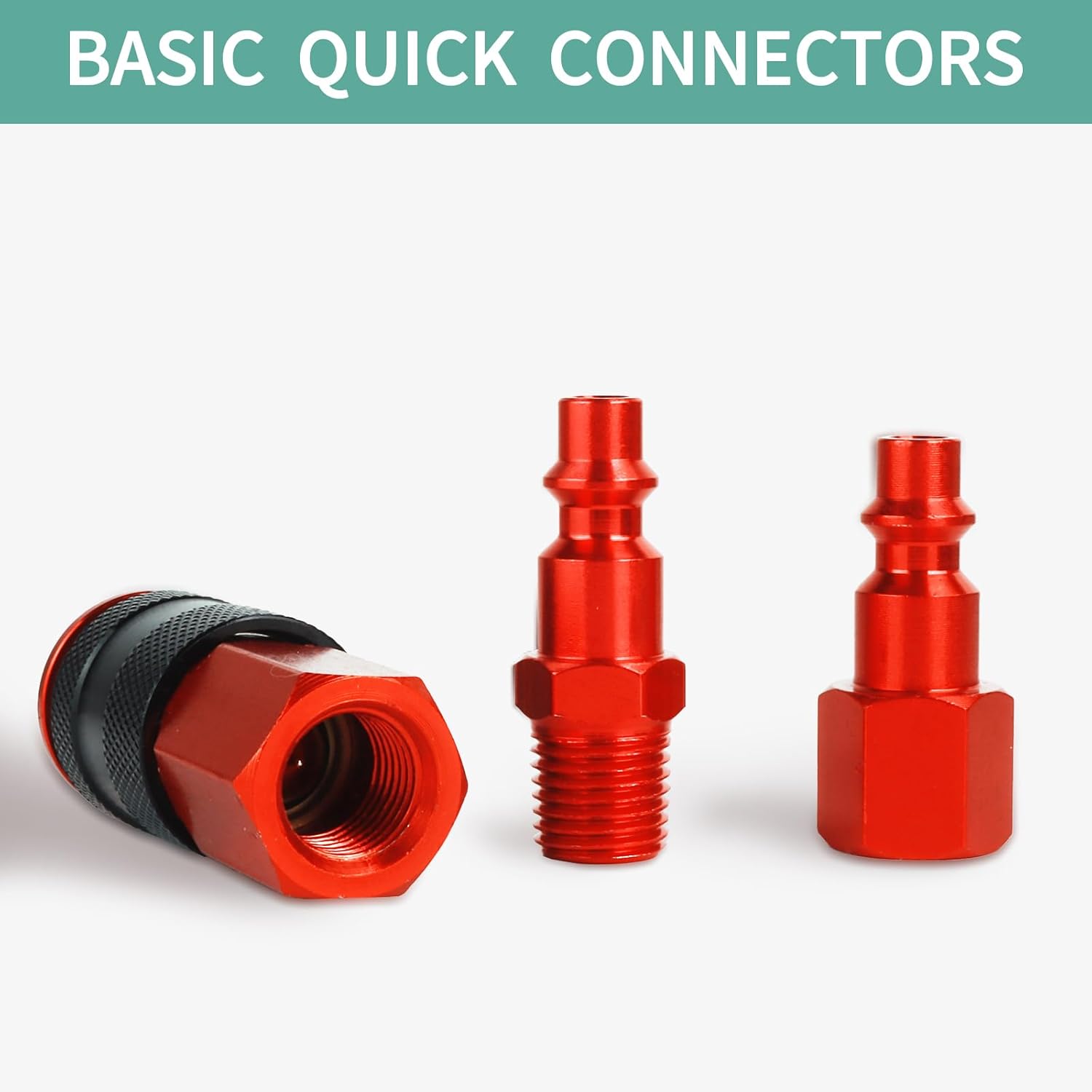 BLCH Coiled Air Hose Coil - Recoil 1/4" Inner Diameter by 25' Long with Bend Restrictors Air Compressor Hose with 1/4" Industrial Universal Quick Coupler and I/M Plug Kit, Red