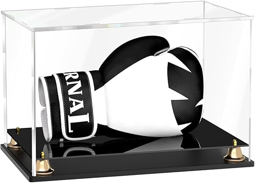 Estuche de exhibición de guantes de boxeo, caja de exhibición de acrílico transparente, soporte de guante de béisbol de tamaño completo, vitrina de