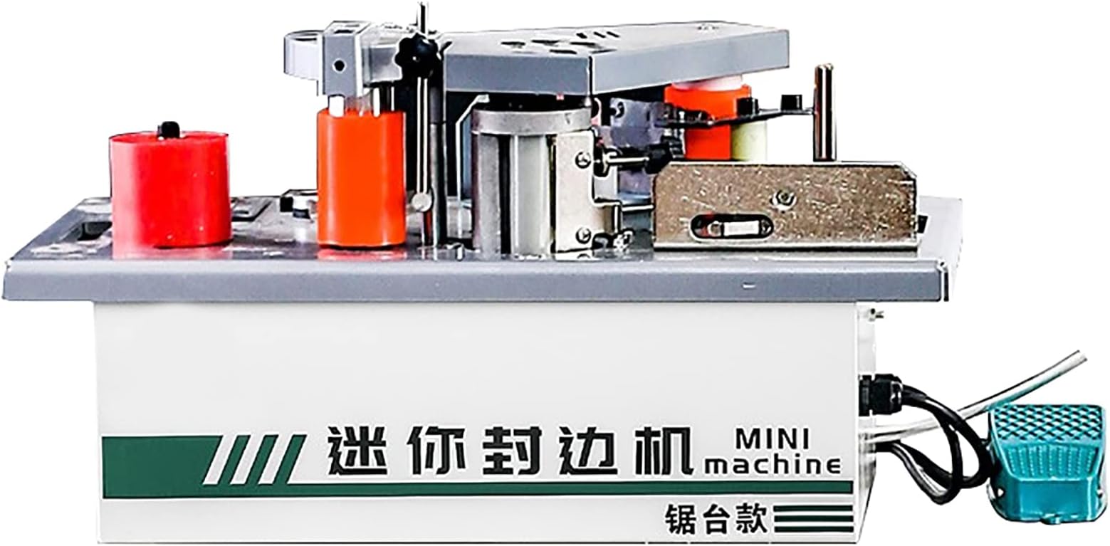 Woodworking Edge Bander Banding Machine Portable Edge Bander Curve Straight Edge Banding Machine, Double Side Gluing Edgebander Set 120-180ºC Temperature Control