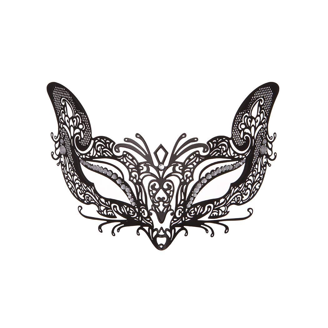 Masquerade Metal Mask for Women - Shiny Rhinestone Venetian Party Evening Prom Ball Fox Mask - Bar Costumes Accessory