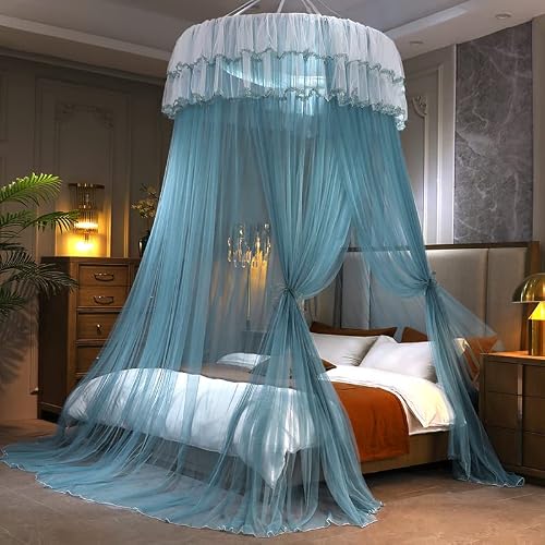 Naturetalk Extra-Large Bed Canopy - Luxurious Princess Bed Curtain Net For Girls & Adults - Elegent Round Lace Dome Netting With Hanging Kit (Teal) #TOP2