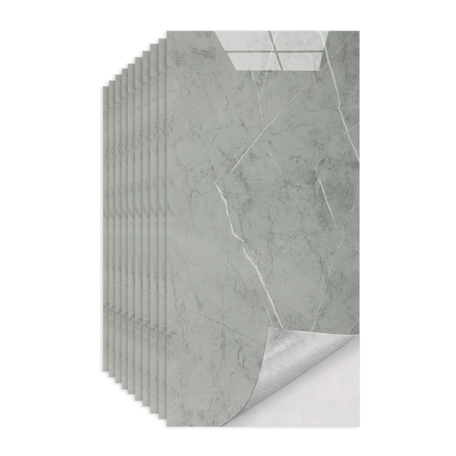 30PCS Marble Tile Stickers Thicken Self Adhesive Wall Tiles Waterproof Backsplash, Peel and Stick, Vinyl for Bathroom, Kitchen Splashback, Living Room，Grey, 60x30cm
