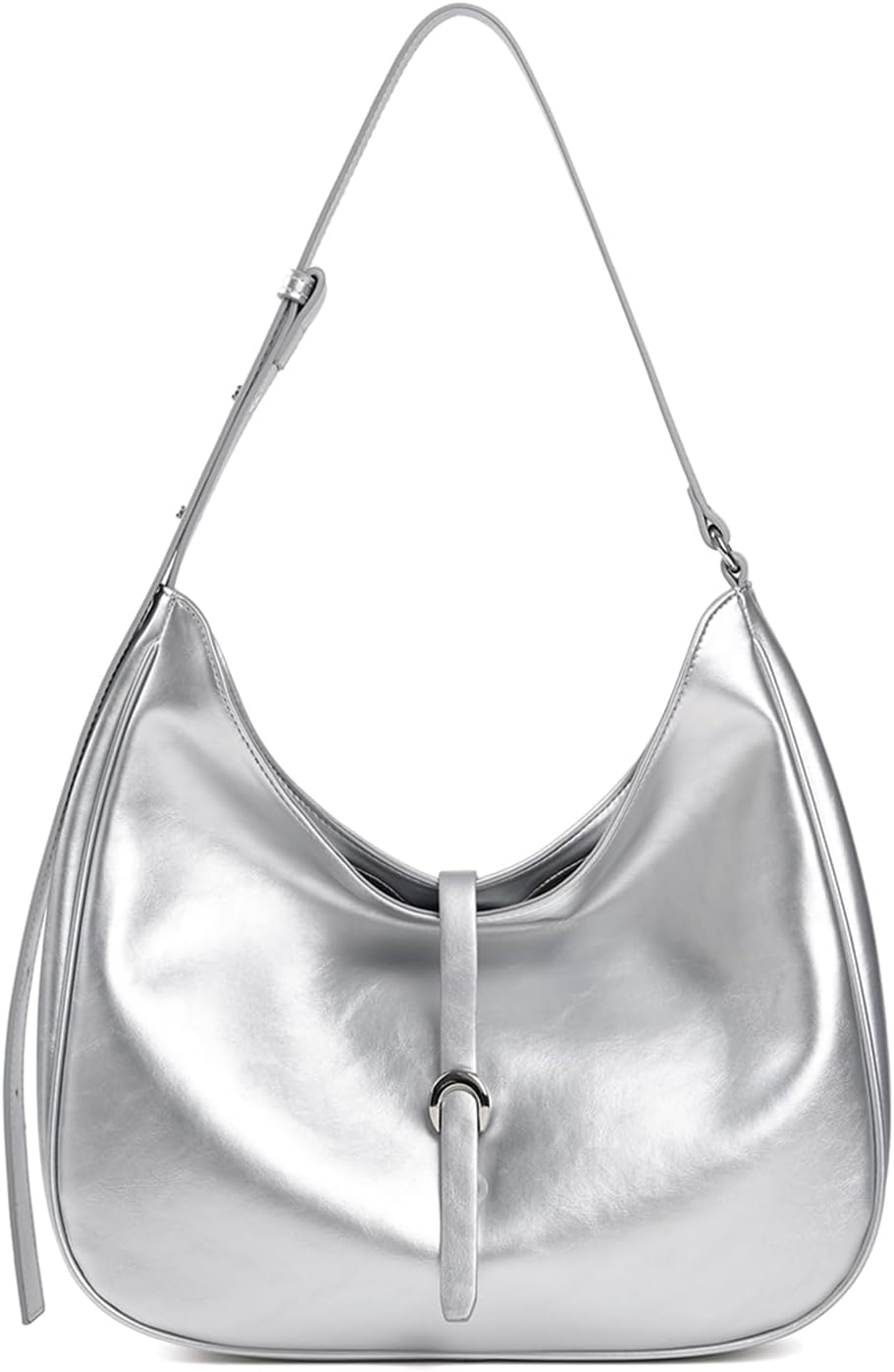 Faux Leather Hobo Shoulder Bag,Underarm Bag with Adjustable Strap,Lightweight Purse with Unique Dual Magnetic Buckle Closure