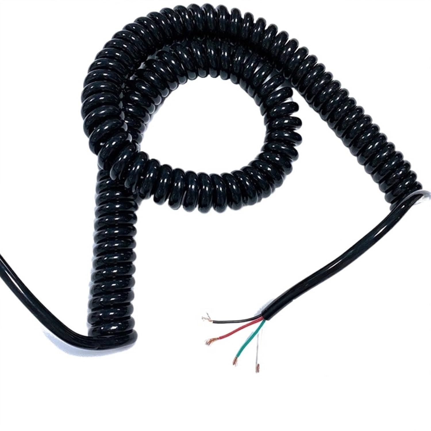 Przewód elektryczny, Czarny kabel sprężynowy 3-żyłowy 22AWG, spiralny kabel sprężynowy, rozciągliwy, od 1 metra do 15 metrów, teleskopowy, zwijany(Stretch 7 meter)
