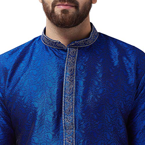 Image of SOJANYA Men's Silk Blend Kurta for Navratri | Paisley Print Regular Fit Ethnic Kurta for Festival & Puja