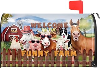 TOUNER Welcome to The Funny Farm Mailbox Covers, Funny Farm Summer Magnetic Letter Box Wrap, Animal Post Letter Box Decor for Outdoor Garden Yard Farmhouse, Mailbox Decor Gifts for Friends Neighbors