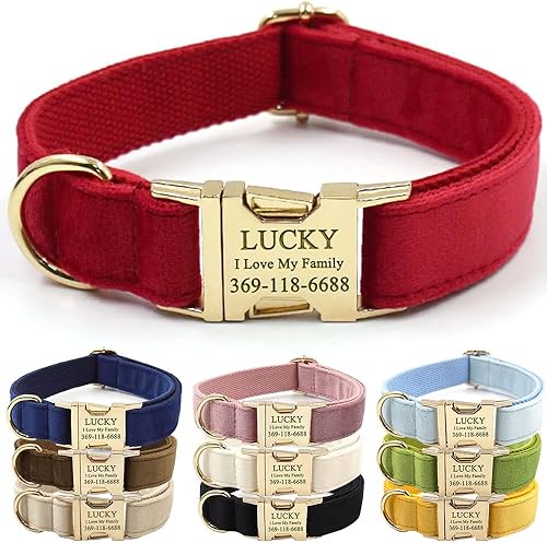 PETDURO Collar de perro personalizado con nombre grabado con hebilla de metal de liberación rápida de oro rosa para perros grandes, medianos y