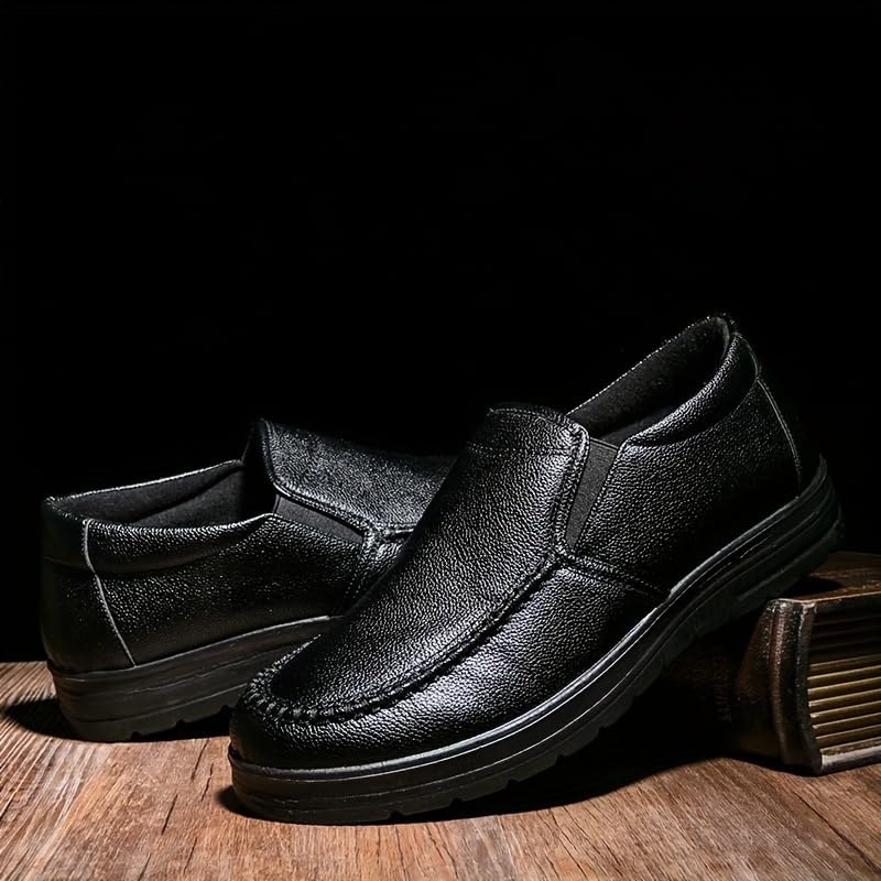 Men's Vintage Solid Colour Slip On Loafer Shoes, Comfy Non Slip Casual Durable Formal Shoes for Men's Outdoor Activities3