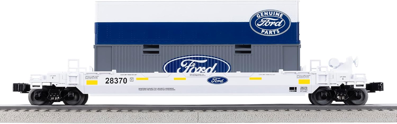 Lionel Ford Maxi Stack O Gauge Model Train Flatcar with Double Container Load