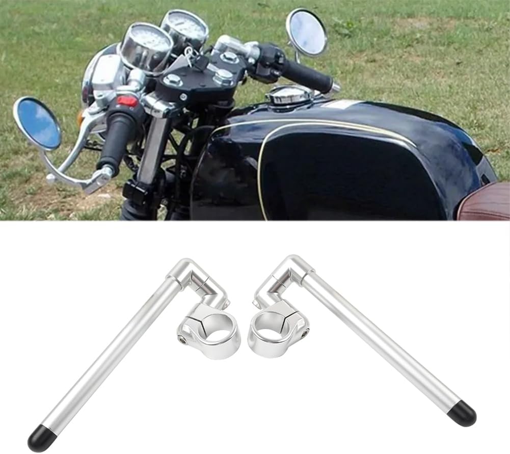 Cnoula11 1 Pair Cafe Racer Bars Handlebar Fork Tube Aluminum Silver 46mm Universal For motorcycles with 31mm~58mm Fork tube