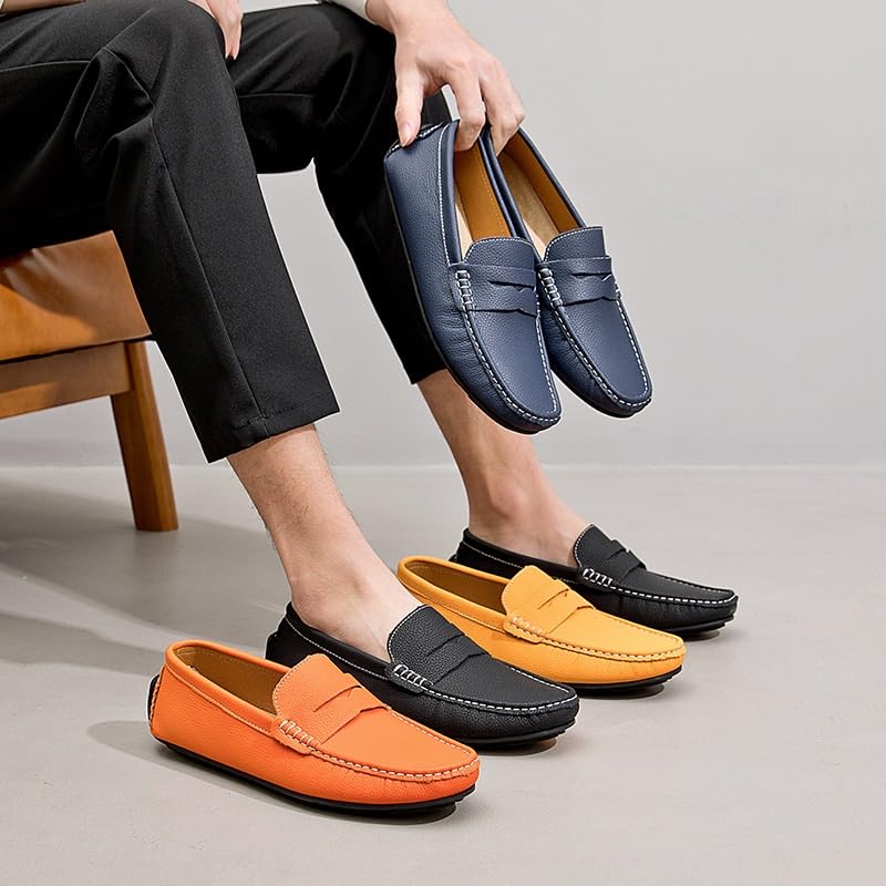Shoes Men's Versatile Casual Slip-on Loafers Comfortable Round-Toed Soft-Soled Oxford Shoes Men Low-top Breathable Shoes for Parties Weddings Driving4