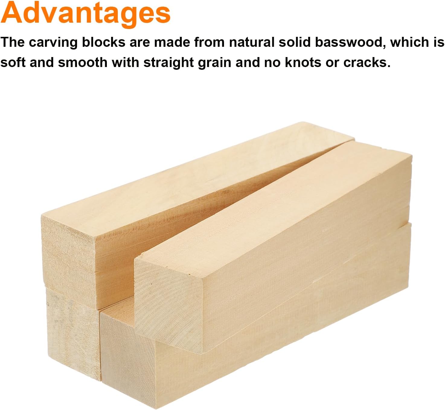 MECCANIXITY 4Pcs Basswood Carving Block, 1.6"x1.6"x8" Square Wooden Dowels Blocks Wood Pieces for DIY, Arts Decoration, Crafts Whittling, Hand Carved