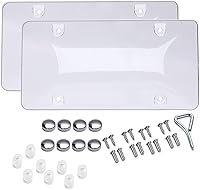 BLVD-LPF Unbreakable Clear Bubble License Plate Shields - Pack of 2 UV Protected Covers with Screws & Screwdriver