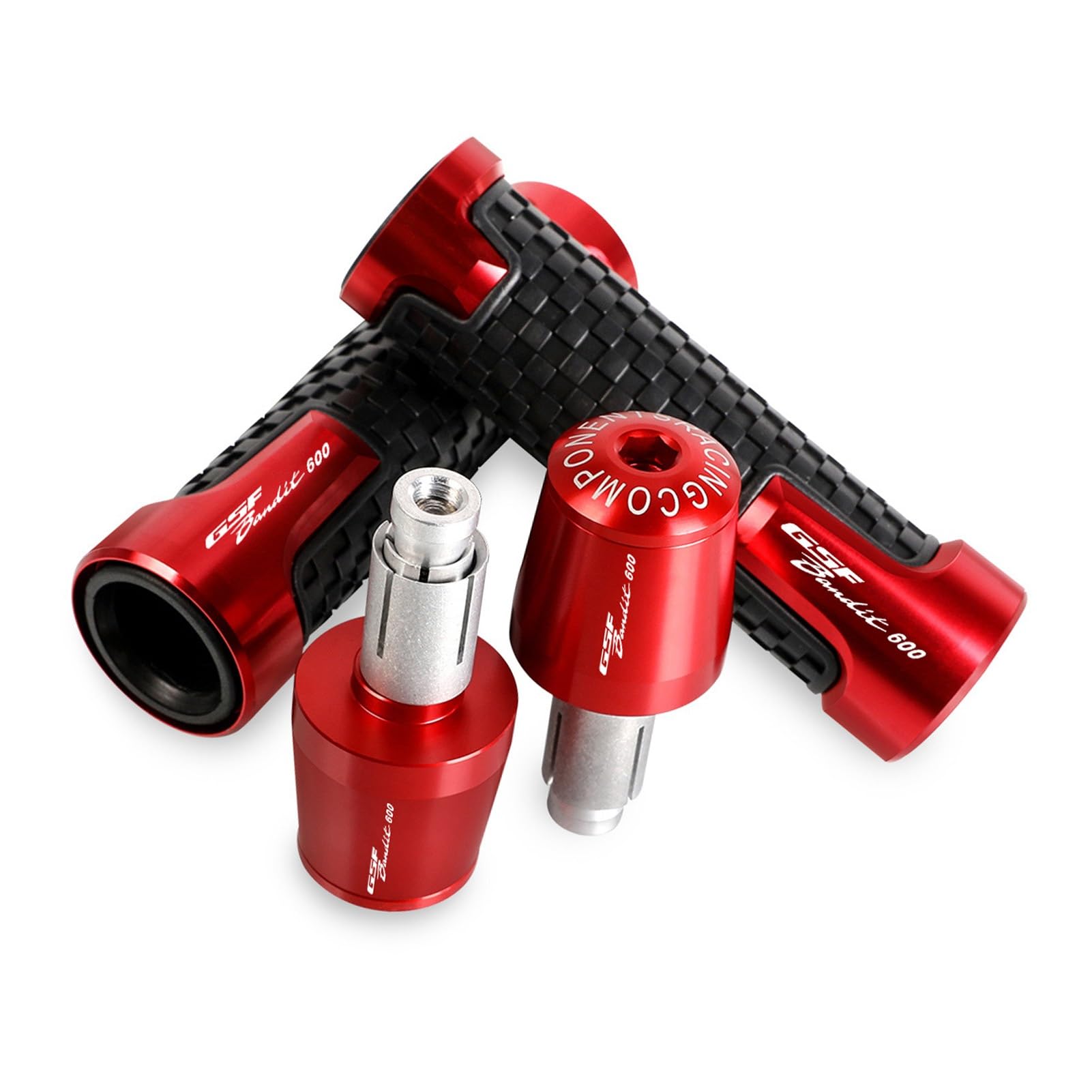 Embouts de guidon de moto en alu rouge look premium pour Suzuki GSF 600 Bandit
