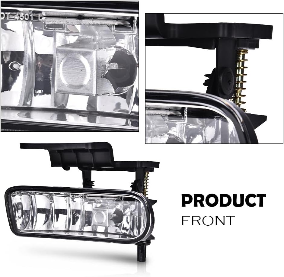 G-PLUS Fog Lights Lamp Left Right Compatible With Chevy Silverado 1500/2500 1999-2002/Fit Chevy Silverado 3500 2001-2002/Fit Chevy Tahoe/Suburban 2000-2006 Clear Lens