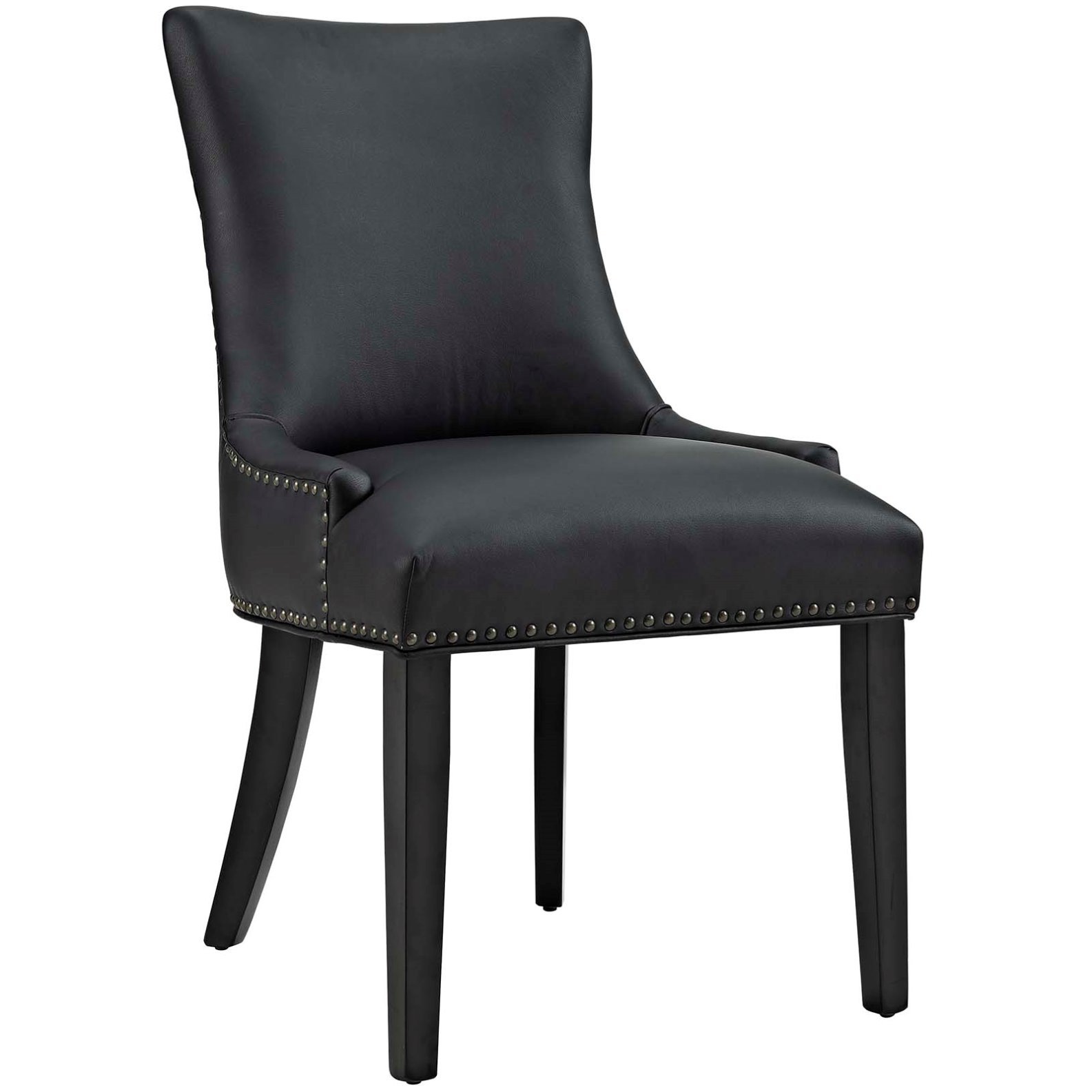 Modern Contemporary Urban Design Kitchen Room Dining Chair, Black, Faux Leather Wood
