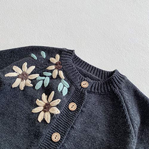Baby Toddler Girls Spring Fall Sweater Cardigan Coat Long Sleeve Handmade Embroidery Tops For 6M-4T #TOP3