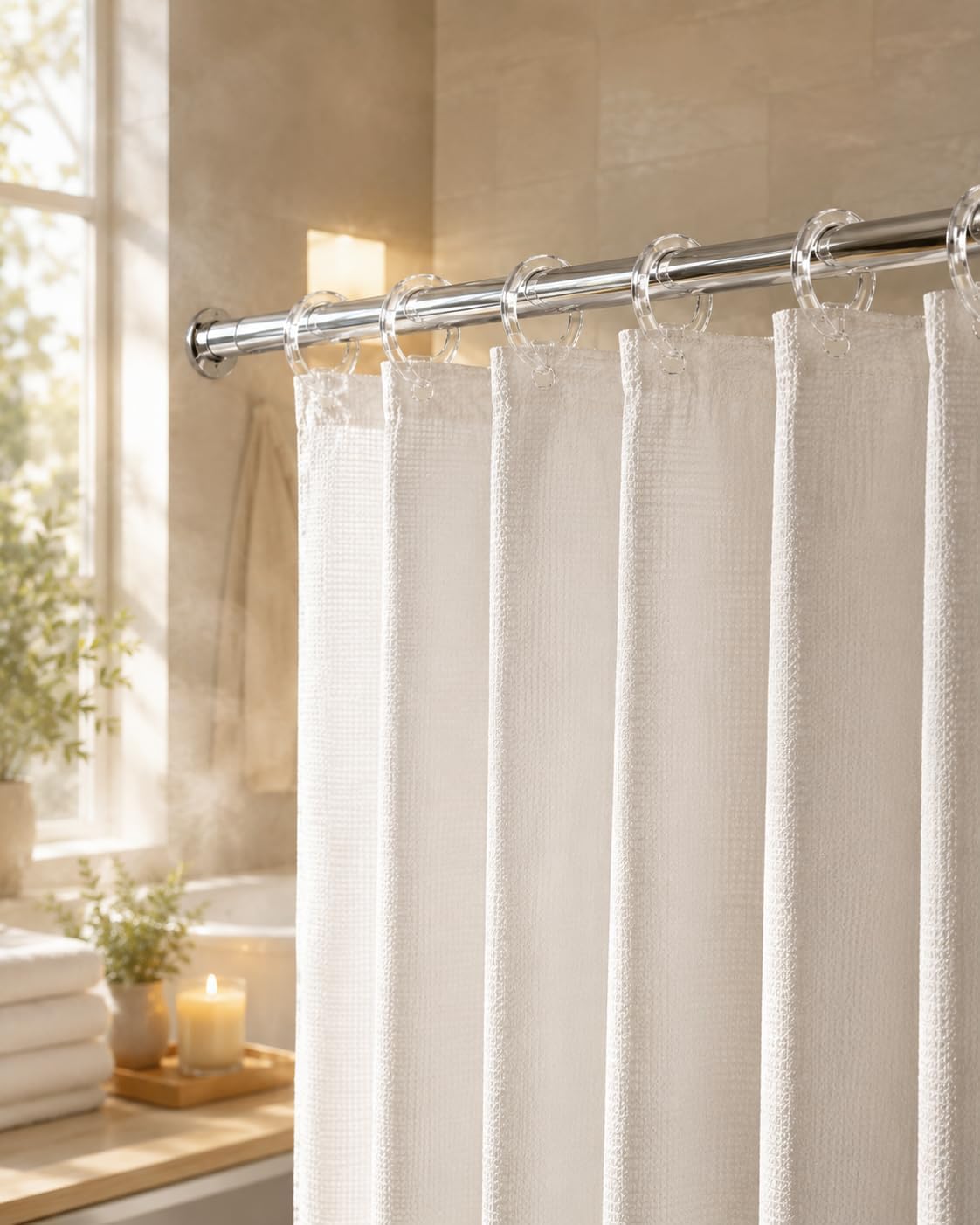 Easy Ring Plastic Shower Curtain Rings, 12 pcs, Transparent