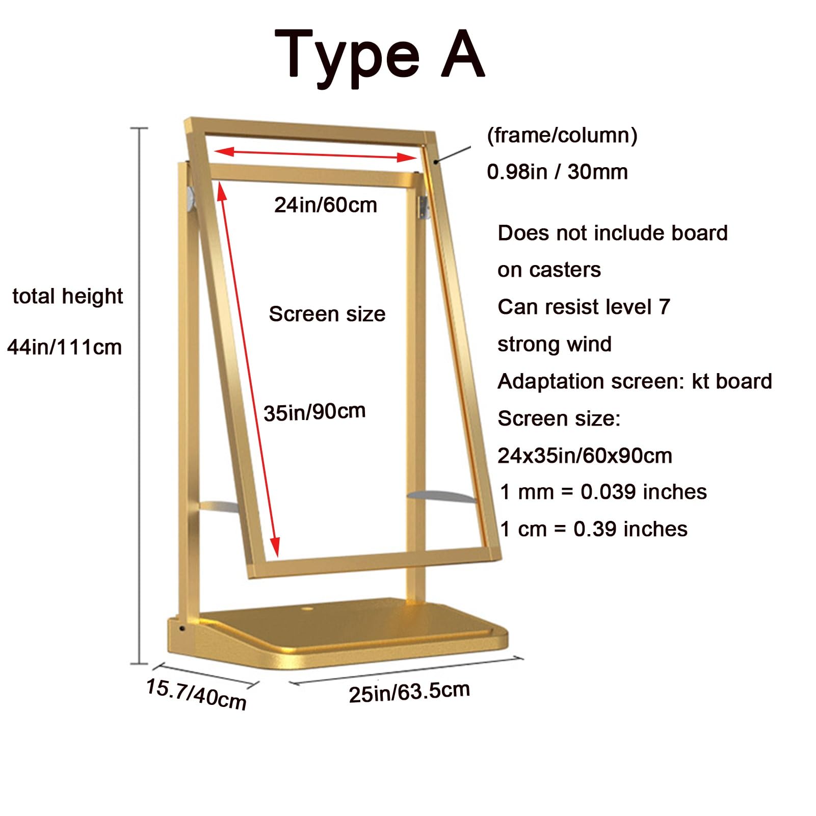 Soporte para carteles, soporte para exhibición de suelo para menú, soporte para carteles con base de PE con polea de Pp, soporte para anuncios enchufables con base llena de agua para bodas,Gold -a-6PC